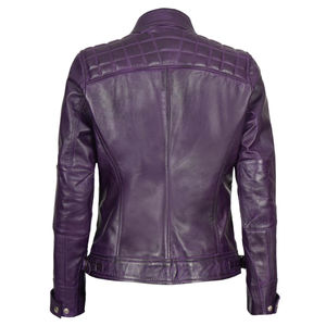 Veste d'hiver matelassée en cuir véritable pour femme, taille personnalisée, broderie, style motard, manches longues, fermeture éclair, logo imprimé sur mesure, grandes tailles - Product Image 4