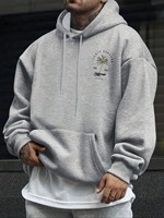 Sweat-shirt à capuche gris pour homme, vêtement décontracté d'automne, en molleton français tricoté, imprimé sur le devant, motif palmier de Californie