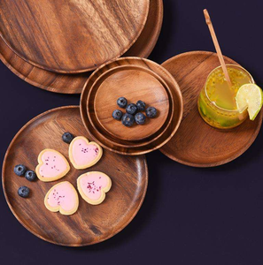Platos Redondos de Madera de Acacia Ecológicos para Servir Comida en Restaurantes, con Logotipo Personalizado - Product Image 2