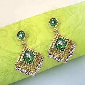 Kriaa Meenakari Austrian Stone Gold Plated Dangler <b>Earrings</b> 1310302 <b>Fine</b> <b>Cuff</b> Jewelry - Product Image 1