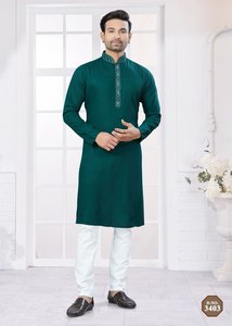 Kurta de broderie de style formel de Fabzone avec pour pantalon de polo - Product Image 4