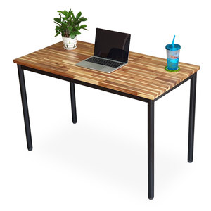 OMA HBOM013 System 120x60cm Acacia Wood and Bamboo PC <b>Desk</b> with Iron Legs <b>Folding</b> Computer <b>Desk</b> for Hotel & Living Room - Product Image 1