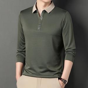 New <b>Men's</b> <b>Long</b>-<b>sleeved</b> <b>Polo</b> <b>Shirt</b> Sweatwear Business Casual Top Fashion Classic Solid Color Male Brand Basic V-neck Top - Product Image 4