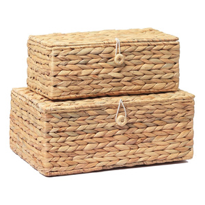 Boîtes de rangement en jacinthe d'eau tissées sur mesure, prix fabricant, contenants durables - Product Image 1