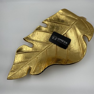 Plateau décoratif en forme de fleur en aluminium fini argent et or, qualité de luxe - Product Image 2