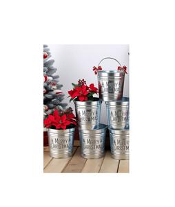 ถังโลหะคริสต์มาสสำหรับตกแต่งบ้านตามเทศกาลพร้อมดีไซน์แบบชนบทเหมาะสำหรับเป็นของขวัญเครื่องประดับลูกสน - Product Image 1