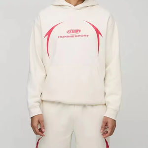 Chándales cortos con capucha de gran tamaño personalizados a la moda para hombre, ropa informal, chándal transpirable y cómodo para hombre - Product Image 1