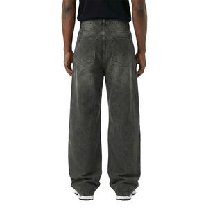Fabricant de denim, streetwear, jean unisexe vintage, lavage noir, ample, jambe large, surdimensionné, pantalon en denim pour homme - Product Image 3