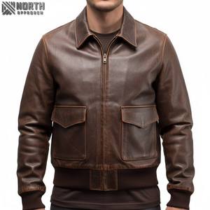 Chaqueta de cuero de vaca personalizada de alta calidad para hombre, de invierno con múltiples bolsillos estilo informal, cremallera transpirable, venta al por mayor Oem - Product Image 1