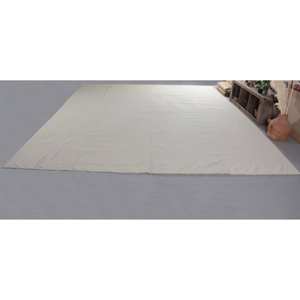 Alfombra turca Vintage minimalista de 14,6x17,1 pies hecha a mano de lana Beige Faux Rabbit Fur Patchwork diseño rectángulo pasillo látex - Product Image 2