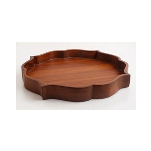 High Quality Eco-Friendly Luxury New Arrival Designer Wooden <b>Tray</b> <b>with</b> <b>Handle</b> Irregular Shaped Solid Wood Polished Finish - Product Image 1