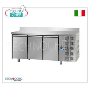 TECNODOM Comptoir Réfrigéré Professionnel 3 Portes GN 1/1, Équipement de Cuisine Commerciale avec Pare-éclaboussures, Température +2/+8°C - Product Image 1