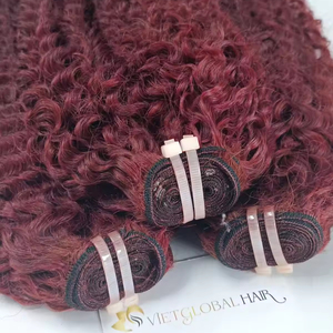 Nuevo producto Cabello de trama rizado birmano 100% Cabello humano vietnamita Color Borgoña Tamaño completo Cabello doble dibujado Hecho en Vietnam - Product Image 5