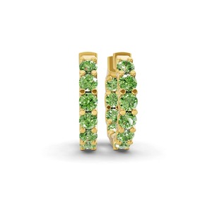 Boucles d'oreilles créoles Tidal Ocean Green en diamant de laboratoire rond, 1 carat total, clarté VS, 20 diamants, or massif 14K, fraîcheur matinale de bord de mer - Product Image 1
