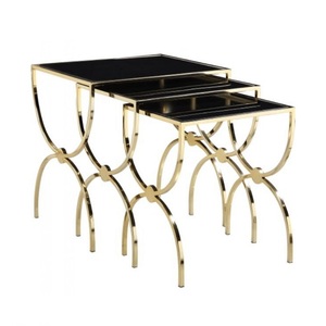 Recién llegado, mesa de centro de diseño moderno con acabado negro, mesa auxiliar metálica de tamaño mediano, muebles de decoración para el hogar a la moda - Product Image 1