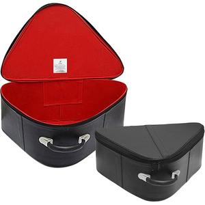 Estuche Premium para Gorra de los Caballeros Templarios Masónicos, Estuche de Transporte para Gorra de Cuero Sintético Negro con Forro de Terciopelo Rojo, Asa de Cuero y Cremallera - Product Image 5