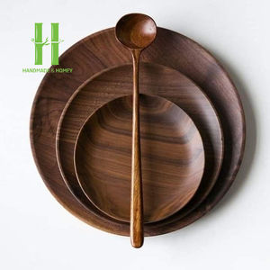 Ensemble de plateaux en bois bols de service au chocolat et aux biscuits vaisselle en gros bol assiette OEM couleurs tailles personnalisées du Vietnam faites à la main - Product Image 2