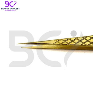 In Golden Color Application Tool Multi Shapes & Purposes Grafted Tweezers Non-Slip Grip Lash Extension Tweezers for Volume - Product Image 5