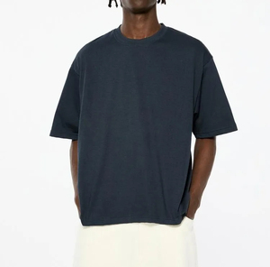 Venta al por mayor de peso pesado de gran tamaño Boxy recortada camiseta 300gsm hombres Boxy Fit recortada camiseta con logotipo personalizado camiseta para hombres - Product Image 1