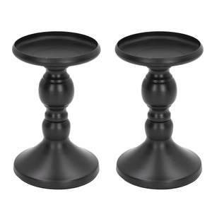 เชิงเทียนโลหะ,เชิงเทียนเสา 5.7x3.7 นิ้ว 2 ชิ้นสีดําด้านสําหรับวันหยุดโดย MZ INTERNATIONAL - Product Image 3