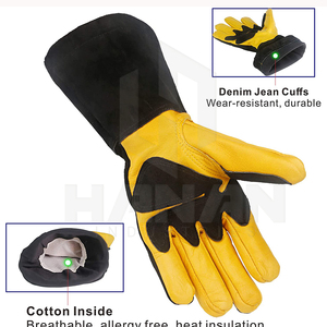 Gants de soudage MIG en cuir fendu et grain de vache anti-chaleur personnalisés à usage intensif Gants de sécurité pour le pouce et la paume renforcés - Product Image 3