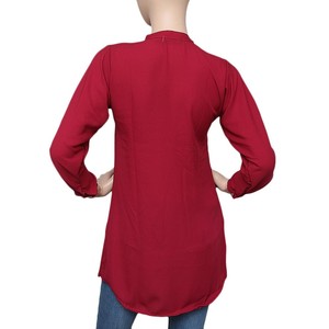 Women's Pleated Western Net <b>Top</b> - <b>Maroon</b> - Product Image 3