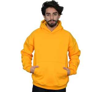 Sweat à capuche surdimensionné pour hommes jaune moutarde Pull décontracté en coton mélangé de polyester à la mode pour le style Streetwear - Product Image 1