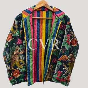 Manteau à col mandarin brodé à la main avec motifs floraux, manches longues, grande taille, vêtements d'extérieur pour femmes, style bohème décontracté, automne - Product Image 3