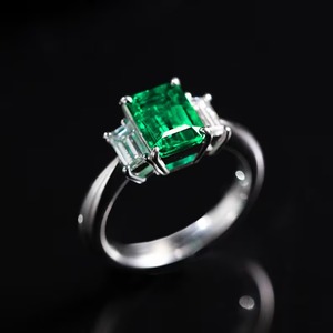 <b>Emerald</b> Cut 925 Sterling <b>Silver</b> or Gold Plated <b>Emerald</b> Engagement Handmade <b>Ring</b> for Women Indian Weddings Wholesale Fine Jewelry - Product Image 5