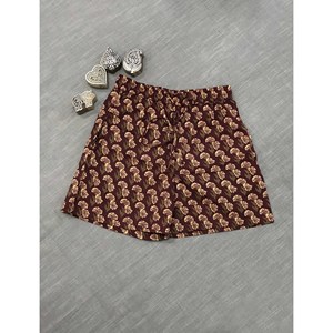 กางเกงขาสั้นผ้าฝ้ายพิมพ์ลายบล็อก 100% - ไซส์เล็ก เอวกลาง ระบายอากาศได้ดี พร้อมลวดลายตกแต่ง - Product Image 2