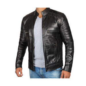 Vestes en cuir véritable pour hommes, noir de jais brillant, tailles personnalisées disponibles - Product Image 2
