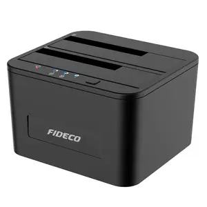 FIDECO ABS 오프라인 복제 듀얼 베이 USB 3.0 5Gbps 2.5 3.5 인치 hdd ssd 1 에 1 복제기 SATA 클론 도킹 스테이션