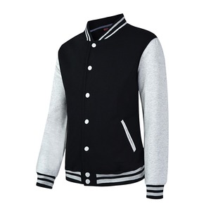Vente en gros Vestes universitaires unisexes Logo personnalisé Manteau en coton col montant décontracté Baseball Letterman polaire - Product Image 2