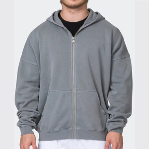Nouveauté Automne Hiver Hommes Sweat à capuche zippé en coton mélangé Basiques Surdimensionné Épais Sweat à capuche entièrement zippé 500GSM 100% coton - Product Image 6