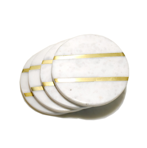 ถาดรองแก้วหินอ่อนธรรมชาติแผ่นรองชีสเค้กดีไซน์สีทองถาดกลมเครื่องประดับหินอ่อนหรูหรา - Product Image 1