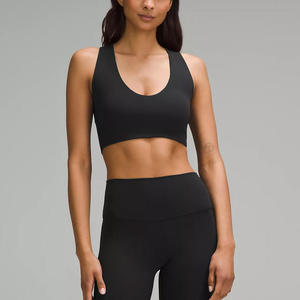 Sujetador deportivo para mujer de alto soporte mayoristas cuello en U logotipo personalizado espalda descubierta gimnasio Fitness desgaste de talla grande Yoga negro Sujetador deportivo para mujer - Product Image 6