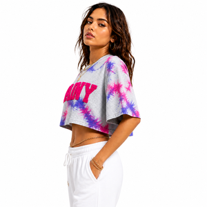 Camiseta Corta Oversize Personalizada para Mujer con Bordado Chenille, Ajuste Holgado, Estilo Urbano, Fabricante Mayorista - Product Image 4