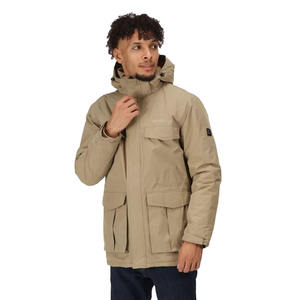 High Quality Men Tan Colour <b>Padded</b> Warm Zipper Parka <b>Jackets</b> With <b>Hood</b> and Cargo Pockets Men Rain <b>Jackets</b> - Product Image 1
