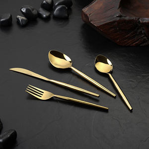 Fourchette de luxe MAKREY en acier inoxydable haut de gamme, motif ovale minimaliste, finition dorée brillante, compatible lave-vaisselle - Product Image 5