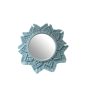 Grand miroir mural moderne en macramé de forme carrée Finition naturelle tendance Décoration de Noël pour le salon Décoration intérieure - Product Image 6