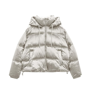 Meilleure vente femmes veste d'hiver capuche couleur unie fermeture éclair braguette manches longues mode décontractée pour le divertissement sportif en gros - Product Image 1