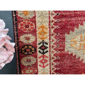 Vintage Turkish <b>Runner</b> Rug 2.8x13.5 ft, Herki <b>Red</b> Wool Rug - Product Image 4