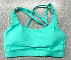 New Lightweight Tight Back Yoga Sports Bra Front Logo High Support U-shaped Neckline <b>Bare</b> Feeling Spandex/Nylon Fabric Women - Product Image 6