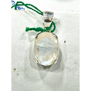 Colgante Hecho a Mano 100% Plata de Ley 925 Vintage con Certificado IGI, Piedra Lunar Arcoíris Natural Tallada para Aniversario Unisex - Product Image 2