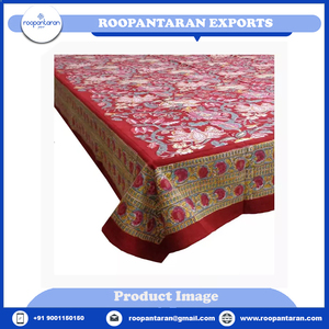 Nuevos productos Indian Factory Outlets Passion Flower Bloque de mano Impreso Algodón Puro Comedor Manteles de boda a precio barato - Product Image 6