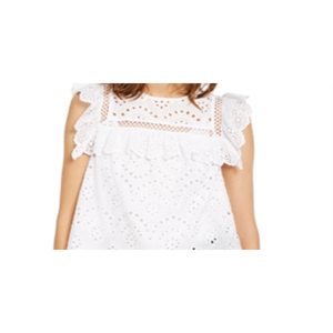 INC International Concepts Top da Donna Bianco con Maniche a Volant, Taglia Media, Ricamato e Lavorato a Maglia, per Ufficio, Autunnale - Product Image 2