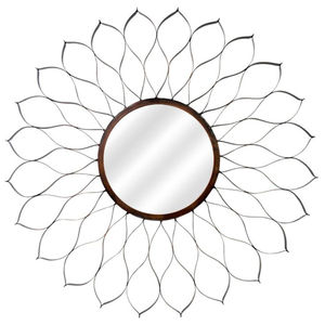 Espejo moderno de pared de hierro y metal con forma de hojas, accesorios de decoración de boda para el hogar de calidad de lujo, forma personalizada hecha a mano en venta - Product Image 2