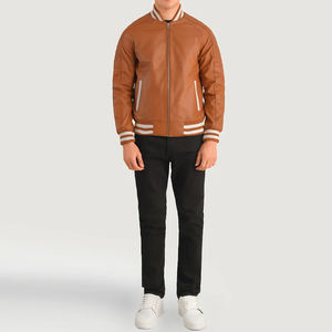 OEM cuero Varsity chaquetas de los hombres-Retro acanalado-Cuff Bomber de alta calidad estilo urbano cálido invierno Streetwear capas para los hombres - Product Image 6