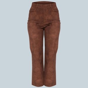 Customized Brown Leather Satin Women's High Waist Breathable Casual Leggings with Wholesale Price - Product Image 3