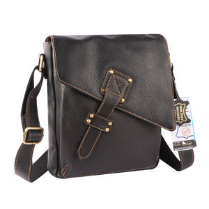 Sac de voyage à bandoulière en cuir véritable pour homme avec fermeture à glissière, élégant et portable, fabriqué en Inde - Product Image 1